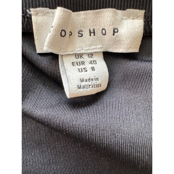 New NORDSTROM TOPSHOP Black Ruched Jersey Midi Skirt Size 8 - Picture 7 of 9